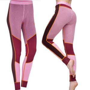 KARI TRAA Tora Baselayer Pants Womens L Pink Geometric Print Wool Modal Skiing